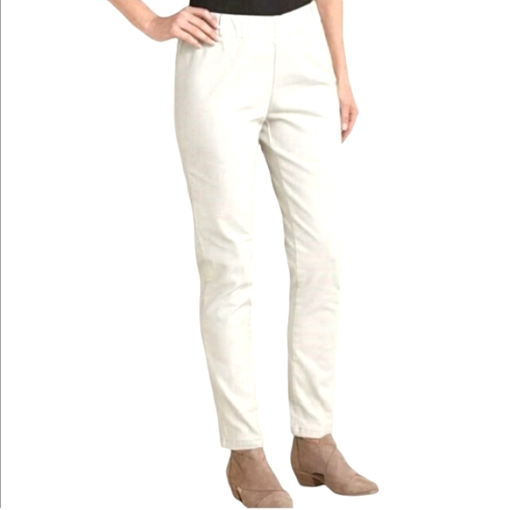 Soft Surroundings White Straight Leg High Waist Pants Size Large